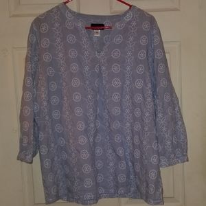 Women's XL cotton tunic with white embroidery
